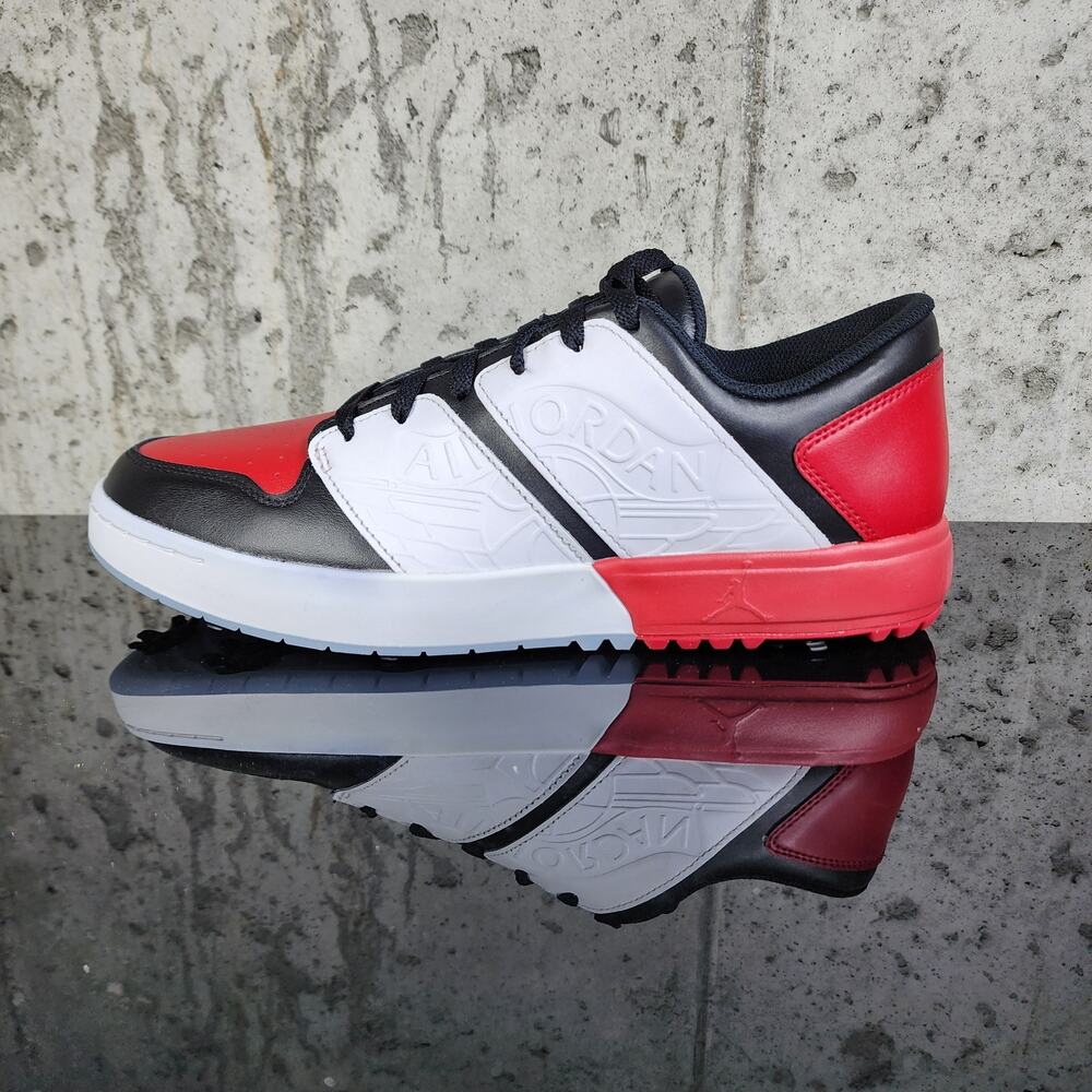 MSRP $159 Jordan Nu Retro 1 Low Golf Chicago Men's Size 10.5 Red White Black
